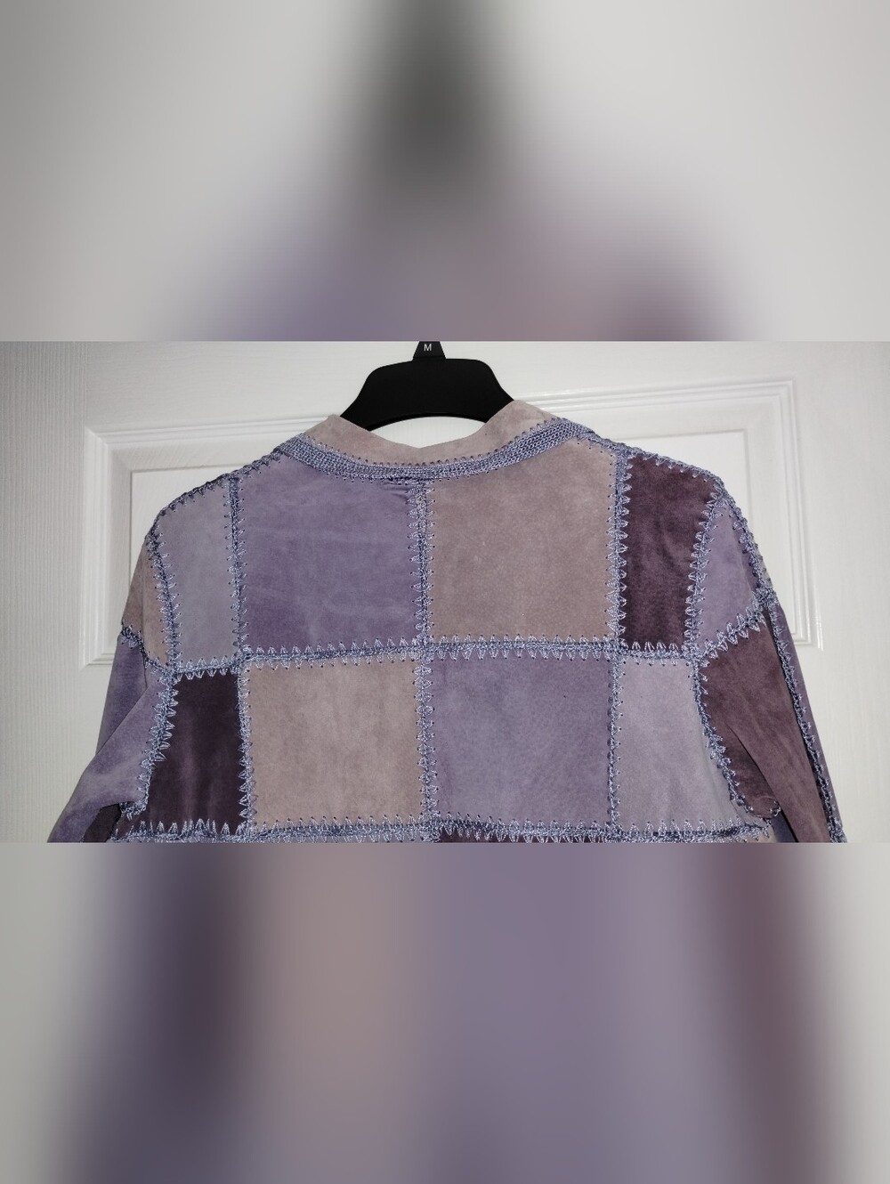 Vintage Denim&Co Lavender Patchwork Leather Jacket - Picture 6 of 7